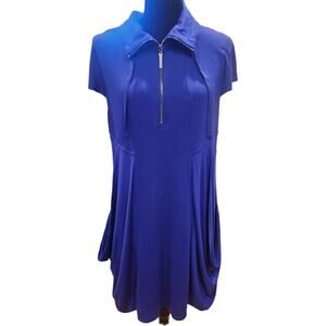 Kensie Royal Blue Flutter Sleeve Drape Jersey Dress Size Large